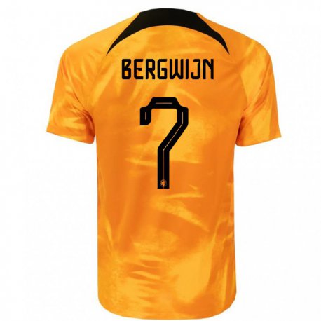 Kandiny Homme Maillot Pays-bas Steven Bergwijn #7 Orange Laser Tenues Domicile 22-24 T-shirt