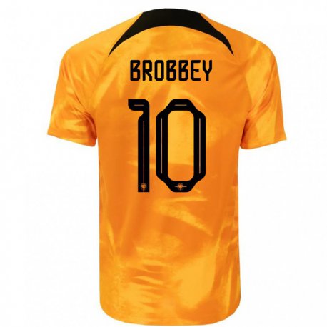 Kandiny Homme Maillot Pays-bas Brian Brobbey #10 Orange Laser Tenues Domicile 22-24 T-shirt