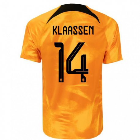 Kandiny Homme Maillot Pays-bas Davy Klaassen #14 Orange Laser Tenues Domicile 22-24 T-shirt