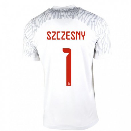 Kandiny Homme Maillot Pologne Wojciech Szczesny #1 Blanc Tenues Domicile 22-24 T-shirt