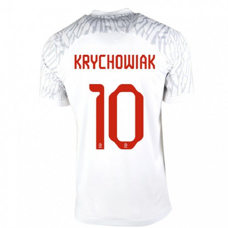 Kandiny Homme Maillot Pologne Grzegorz Krychowiak #10 Blanc Tenues Domicile 22-24 T-shirt