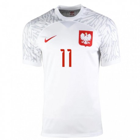 Kandiny Homme Maillot Pologne Kamil Grosicki #11 Blanc Tenues Domicile 22-24 T-shirt