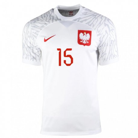 Kandiny Homme Maillot Pologne Kamil Glik #15 Blanc Tenues Domicile 22-24 T-shirt