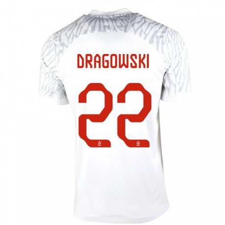Kandiny Homme Maillot Pologne Bartlomiej Dragowski #22 Blanc Tenues Domicile 22-24 T-shirt