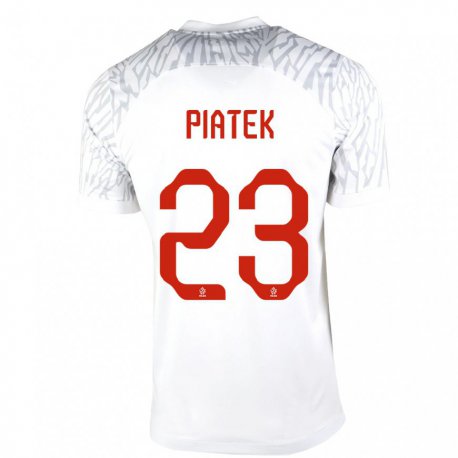 Kandiny Homme Maillot Pologne Krzysztof Piatek #23 Blanc Tenues Domicile 22-24 T-shirt