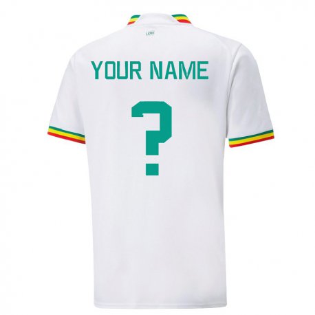Kandiny Homme Maillot Sénégal Votre Nom #0 Blanc Tenues Domicile 22-24 T-shirt