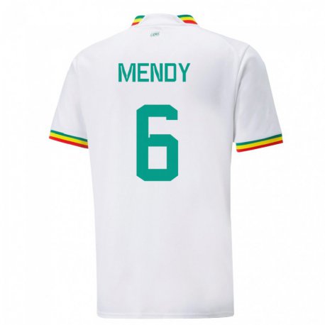 Kandiny Homme Maillot Sénégal Nampalys Mendy #6 Blanc Tenues Domicile 22-24 T-shirt