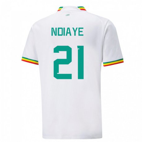 Kandiny Homme Maillot Sénégal Iliman Ndiaye #21 Blanc Tenues Domicile 22-24 T-shirt