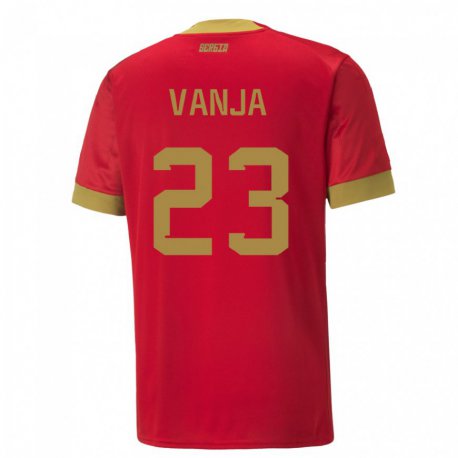 Kandiny Homme Maillot Serbie Vanja Milinkovic-savic #23 Rouge Tenues Domicile 22-24 T-shirt