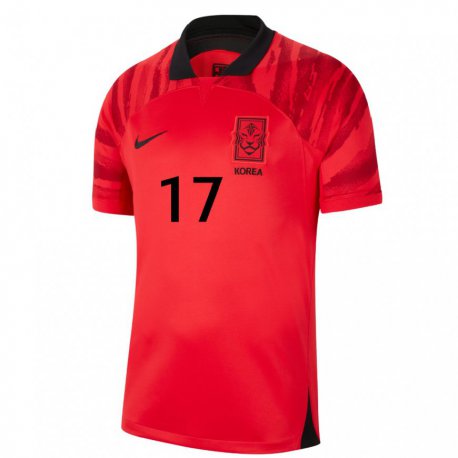 Kandiny Homme Maillot Corée Du Sud Sang-ho Na #17 Rouge Noir Tenues Domicile 22-24 T-shirt