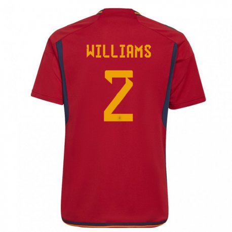 Kandiny Homme Maillot Espagne Nico Williams #2 Rouge Tenues Domicile 22-24 T-shirt