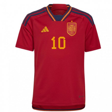 Kandiny Homme Maillot Espagne Marco Asensio #10 Rouge Tenues Domicile 22-24 T-shirt