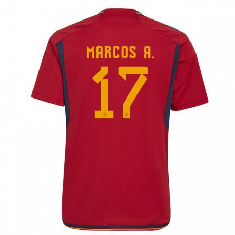 Kandiny Homme Maillot Espagne Marcos Alonso #17 Rouge Tenues Domicile 22-24 T-shirt