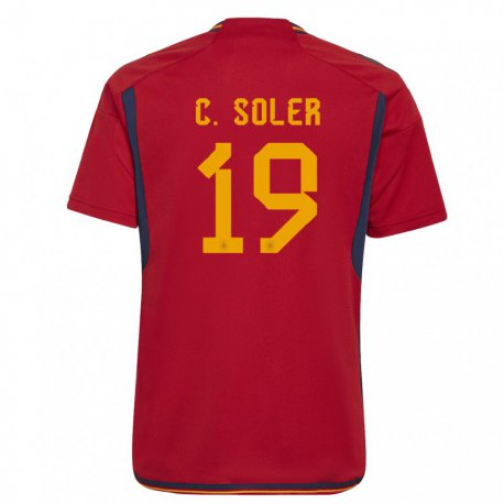 Kandiny Homme Maillot Espagne Carlos Soler #19 Rouge Tenues Domicile 22-24 T-shirt