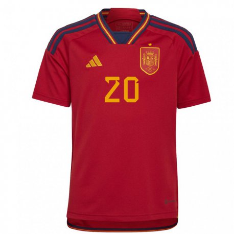 Kandiny Homme Maillot Espagne Daniel Carvajal #20 Rouge Tenues Domicile 22-24 T-shirt