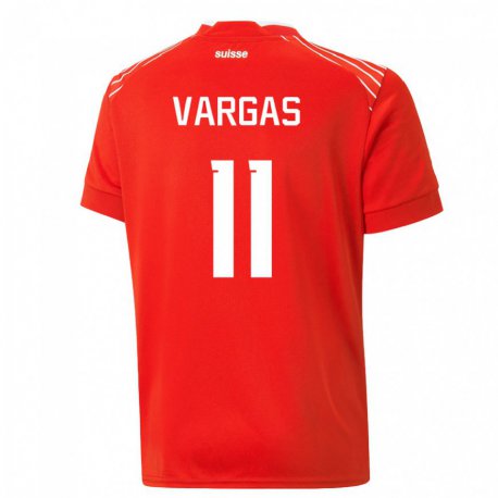 Kandiny Homme Maillot Suisse Ruben Vargas #11 Rouge Tenues Domicile 22-24 T-shirt