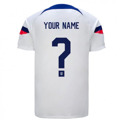 Kandiny Homme Maillot États-unis Votre Nom #0 Blanc Tenues Domicile 22-24 T-shirt