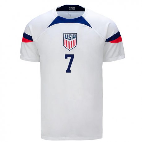 Kandiny Homme Maillot États-unis Paul Arriola #7 Blanc Tenues Domicile 22-24 T-shirt