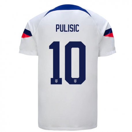 Kandiny Homme Maillot États-unis Christian Pulisic #10 Blanc Tenues Domicile 22-24 T-shirt