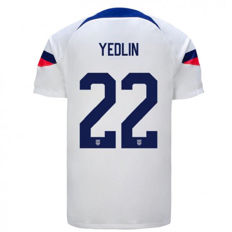 Kandiny Homme Maillot États-unis Deandre Yedlin #22 Blanc Tenues Domicile 22-24 T-shirt