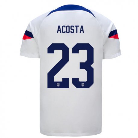 Kandiny Homme Maillot États-unis Kellyn Acosta #23 Blanc Tenues Domicile 22-24 T-shirt