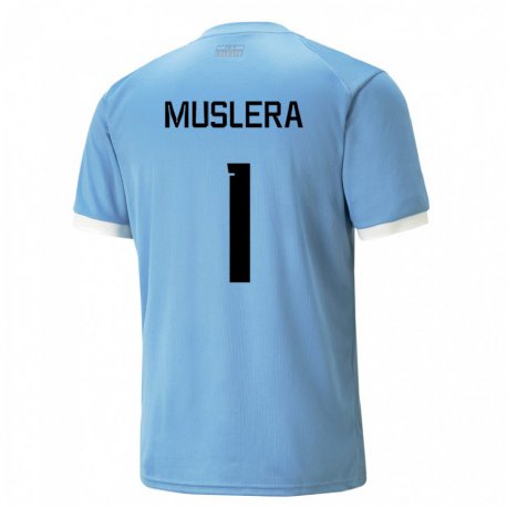 Kandiny Homme Maillot Uruguay Fernando Muslera #1 Bleue Tenues Domicile 22-24 T-shirt