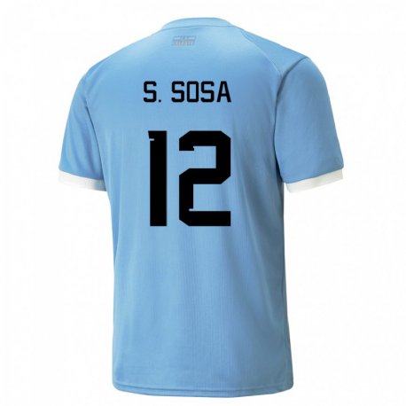 Kandiny Homme Maillot Uruguay Sebastian Sosa #12 Bleue Tenues Domicile 22-24 T-shirt