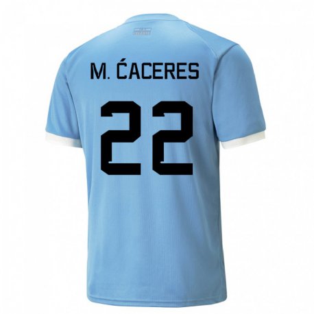 Kandiny Homme Maillot Uruguay Martin Caceres #22 Bleue Tenues Domicile 22-24 T-shirt