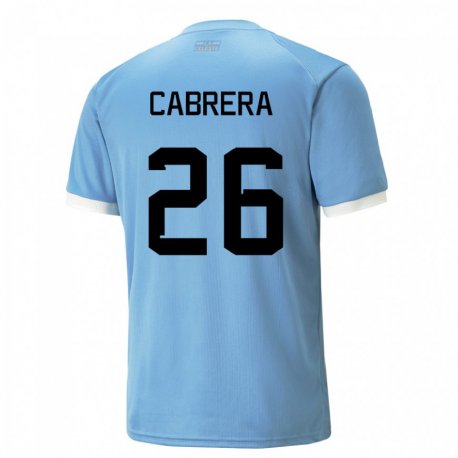 Kandiny Homme Maillot Uruguay Leandro Cabrera #26 Bleue Tenues Domicile 22-24 T-shirt
