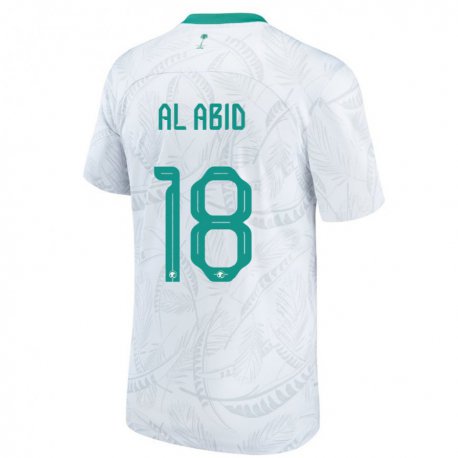 Kandiny Homme Maillot Arabie Saoudite Nawaf Al Abid #18 Blanc Tenues Domicile 22-24 T-shirt