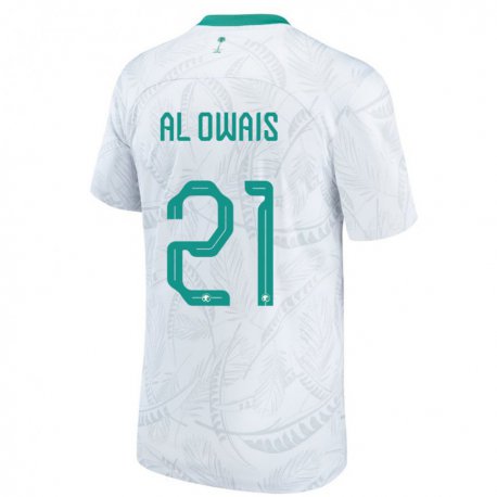 Kandiny Homme Maillot Arabie Saoudite Mohammed Al Owais #21 Blanc Tenues Domicile 22-24 T-shirt