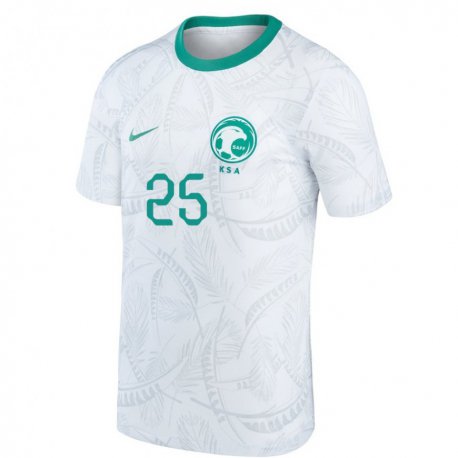 Kandiny Homme Maillot Arabie Saoudite Awad Al Nashri #25 Blanc Tenues Domicile 22-24 T-shirt