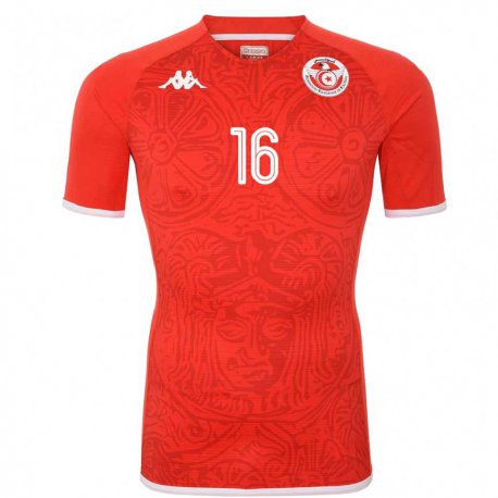 Kandiny Homme Maillot Tunisie Aymen Dahmen #16 Rouge Tenues Domicile 22-24 T-shirt