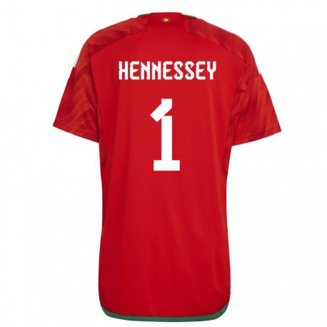 Kandiny Homme Maillot Pays De Galles Wayne Hennessey #1 Rouge Tenues Domicile 22-24 T-shirt