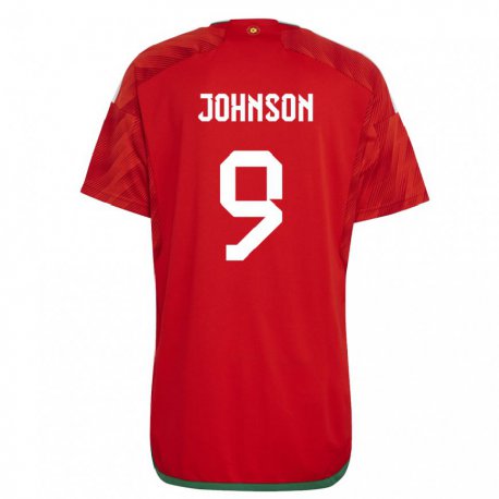 Kandiny Homme Maillot Pays De Galles Brennan Johnson #9 Rouge Tenues Domicile 22-24 T-shirt