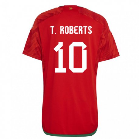 Kandiny Homme Maillot Pays De Galles Tyler Roberts #10 Rouge Tenues Domicile 22-24 T-shirt