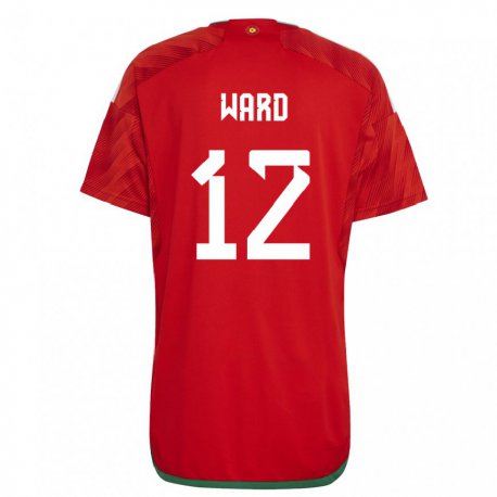 Kandiny Homme Maillot Pays De Galles Danny Ward #12 Rouge Tenues Domicile 22-24 T-shirt