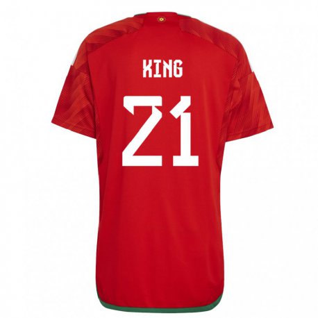 Kandiny Homme Maillot Pays De Galles Tom King #21 Rouge Tenues Domicile 22-24 T-shirt