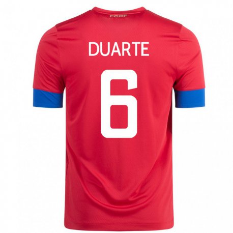 Kandiny Homme Maillot Costa Rica Oscar Duarte #6 Rouge Tenues Domicile 22-24 T-shirt