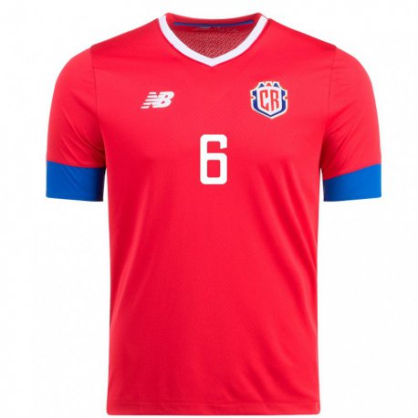 Kandiny Homme Maillot Costa Rica Oscar Duarte #6 Rouge Tenues Domicile 22-24 T-shirt