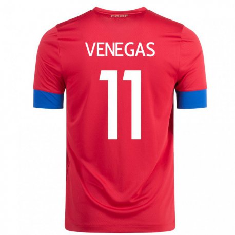 Kandiny Homme Maillot Costa Rica Johan Venegas #11 Rouge Tenues Domicile 22-24 T-shirt