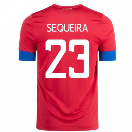 Kandiny Homme Maillot Costa Rica Patrick Sequeira #23 Rouge Tenues Domicile 22-24 T-shirt