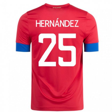 Kandiny Homme Maillot Costa Rica Anthony Hernandez #25 Rouge Tenues Domicile 22-24 T-shirt