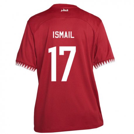 Kandiny Homme Maillot Qatar Ismail Mohamad #17 Bordeaux Tenues Domicile 22-24 T-shirt