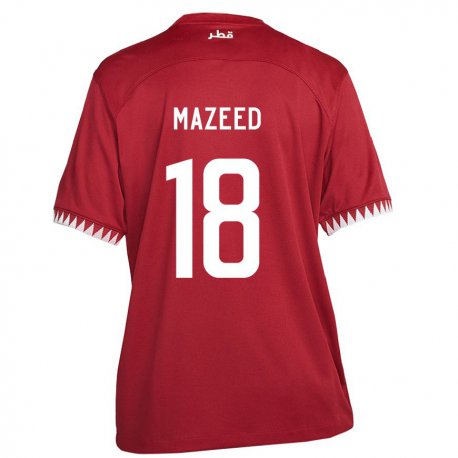 Kandiny Homme Maillot Qatar Khalid Muneer Ali #18 Bordeaux Tenues Domicile 22-24 T-shirt