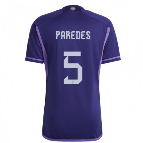 Kandiny Homme Maillot Argentine Leandro Paredes #5 Violet Tenues Extérieur 22-24 T-shirt