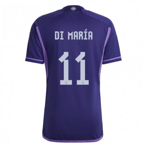 Kandiny Homme Maillot Argentine Angel Di Maria #11 Violet Tenues Extérieur 22-24 T-shirt