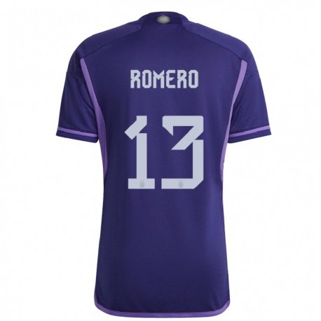 Kandiny Homme Maillot Argentine Cristian Romero #13 Violet Tenues Extérieur 22-24 T-shirt