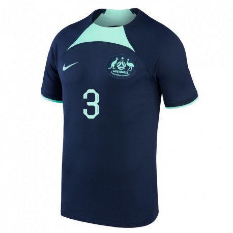 Kandiny Homme Maillot Australie Nathaniel Atkinson #3 Bleu Foncé Tenues Extérieur 22-24 T-shirt
