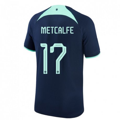 Kandiny Homme Maillot Australie Connor Metcalfe #17 Bleu Foncé Tenues Extérieur 22-24 T-shirt